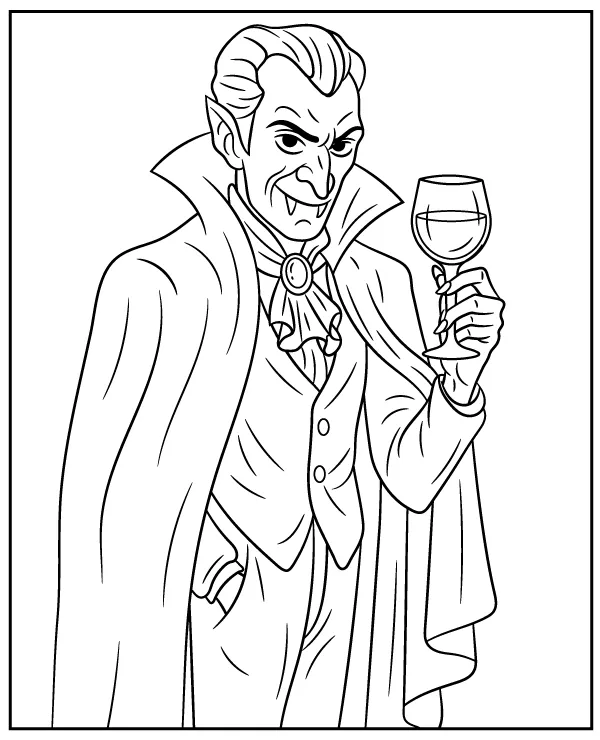 Vampire with a cape coloring page Dracula