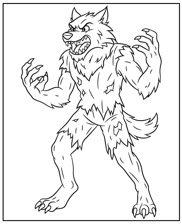 Werewolve coloring page for Halloween