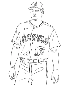 Baseball coloring pages with Shohei Ohtani