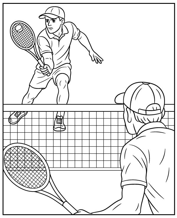 Tennis players coloring page for children