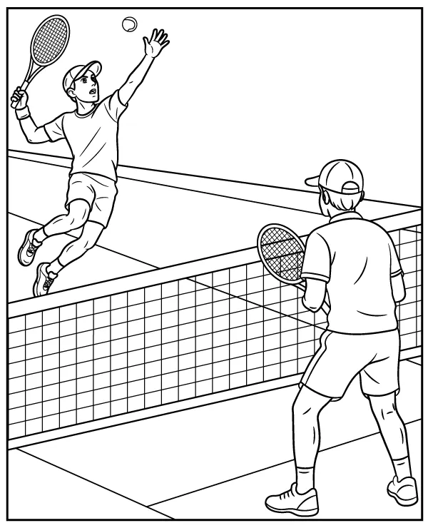 Tennis rally coloring page tennis players