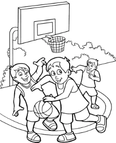 Printable picture basketball game coloring page