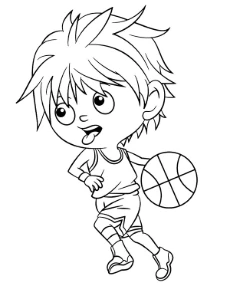 Cartoon basketball player coloring page for kids
