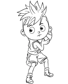 Basketball defensor coloring page cartoon style