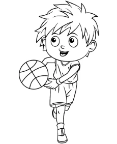 Boy playing basketball coloring page