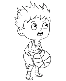Boy with a basketball coloring sheet