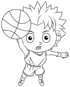 Printable coloring page with basketball player