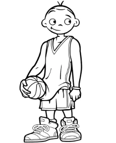 Boy with a basketball coloring picture