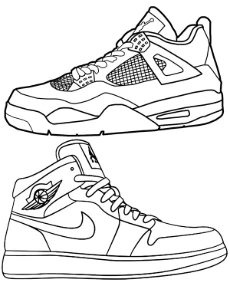 Printable coloring sheet of basketball shoes