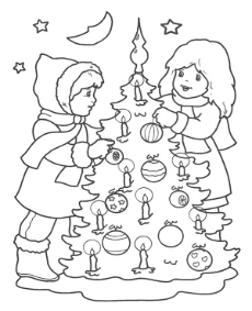 Decoration of Christmas tree coloring sheet