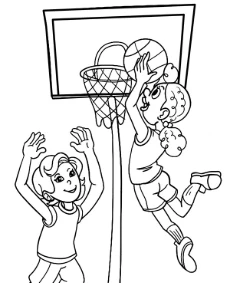 Girls basketball game coloring pages