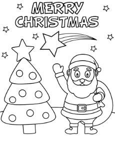 Christmas card for coloring with Santa