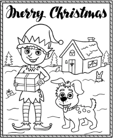Coloring page for children with Christmas symbols