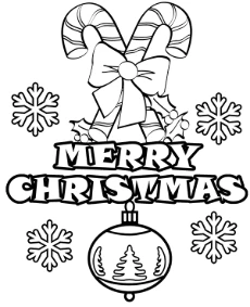Merry Christmas printable picture for coloring with Christmas symbols