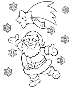 Santa and star of Bethlehem coloring page