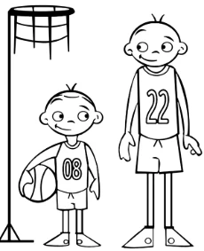 Two basketball players coloring page cartoon style for children