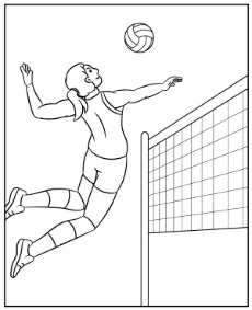 Printable voman volleyball player coloring sheet