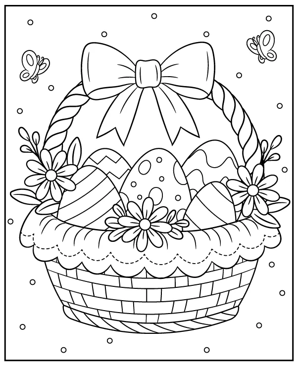 Easter basket full of Easter eggs