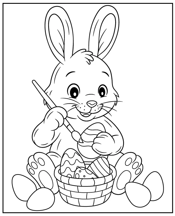 Easter bunny painting eggs