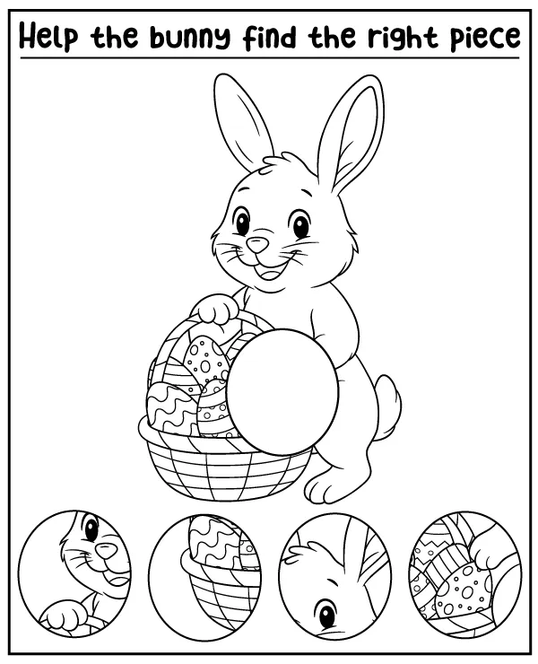 Find the missing Easter bunny piece - puzzle for kids