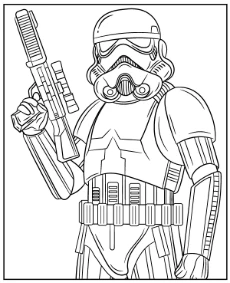 Stormtrooper with a gun coloring page for Star Wars fans