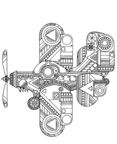 Adult coloring page plane mandala style
