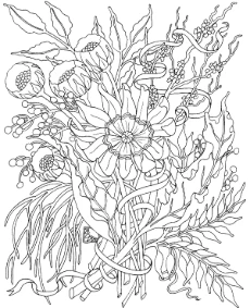 Relaxing adult coloring page flowers