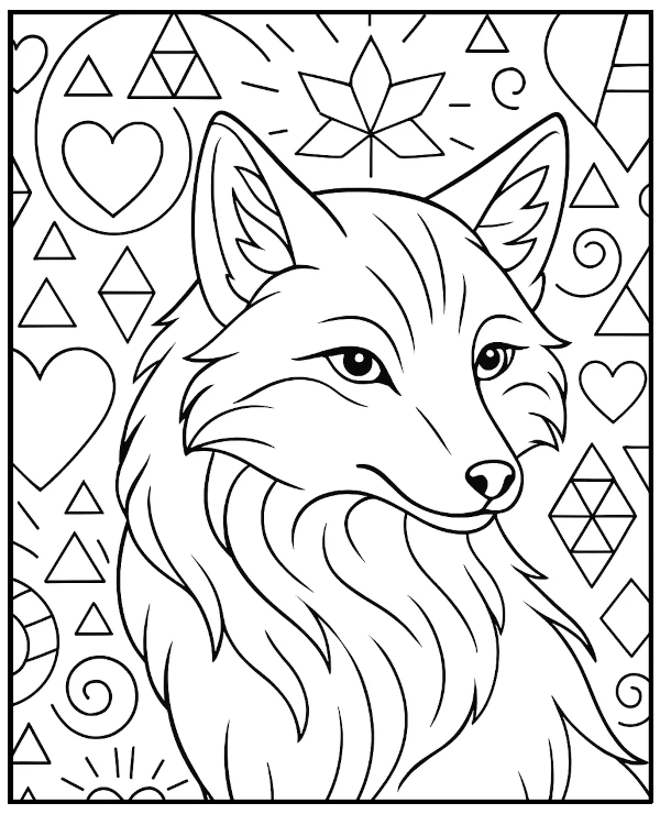 Animal fox coloring page for adults