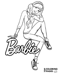 Barbie coloring page for girls with Barbie logo