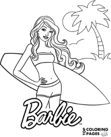 Barbie holiday on Hawaii coloring page