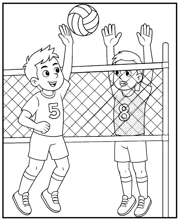 Volleyball game coloring page for kids