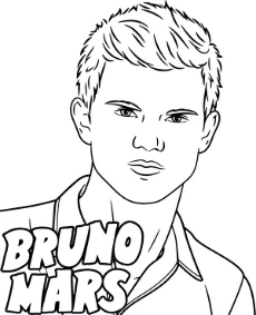 Bruno Mars coloring sheet singer pop star
