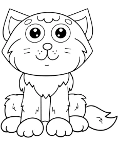 Easy coloring page of a sitting cat