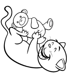 Cat playing with a teddy bear coloring pages