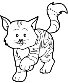 Walking cat printable coloring page for children