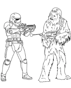 chewbacca and storm trooper coloring page Star Wars saga