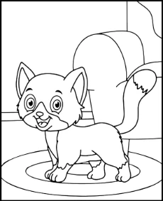 Domestic cat coloring page for children
