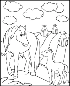 Wild horses coloring sheet to print