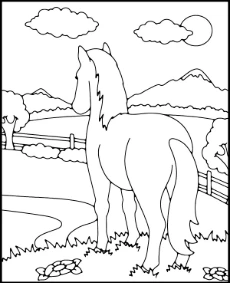Back of a horse coloring sheet