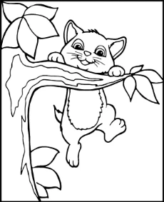 Cat on a tree coloring sheet