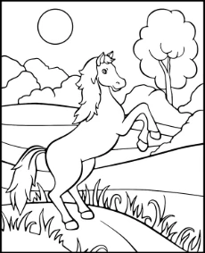 Wild horse rearing up coloring page