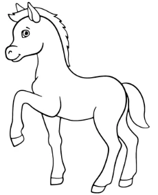 Easy coloring page with a small horse