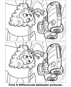 Spot 5 differences for children - a girl and a car