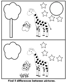 Easy picture spot 5 differences between giraffes