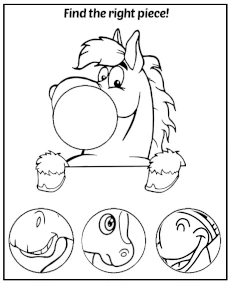 Find the missing piece - horse puzzle for kids