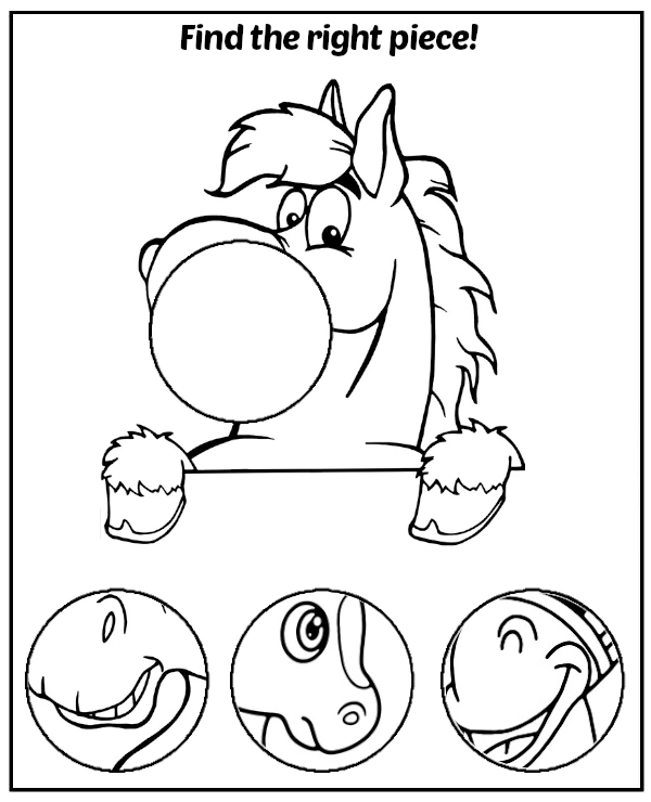 Find the right piece - horse puzzle