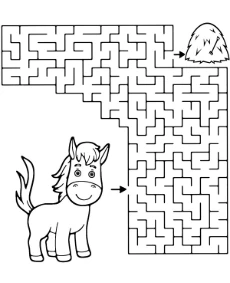 Maze for kids with a horse - puzzle for kids