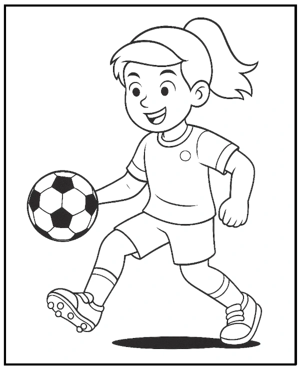 Girl soccer player coloring page printable