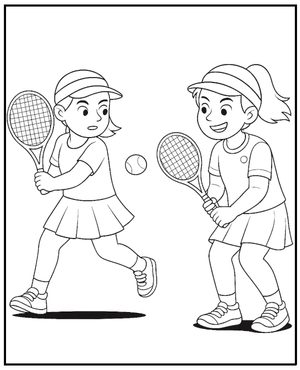 Girls double tennis game