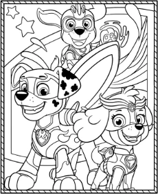 Cartoon style coloring pages Paw Patrol